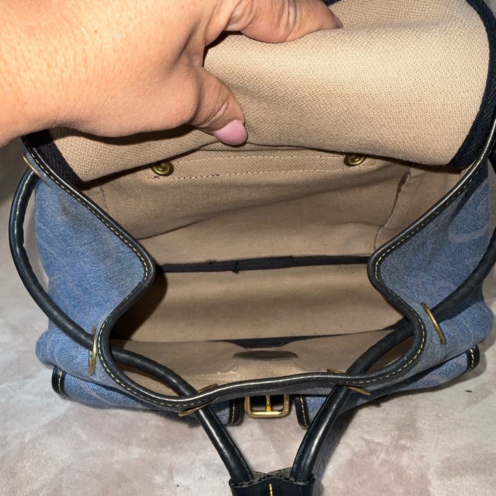 Dooney & Bourke Vintage Canyon Backpack in blue denim. 10.5”x 9.25”x 4” - Picture 11 of 16